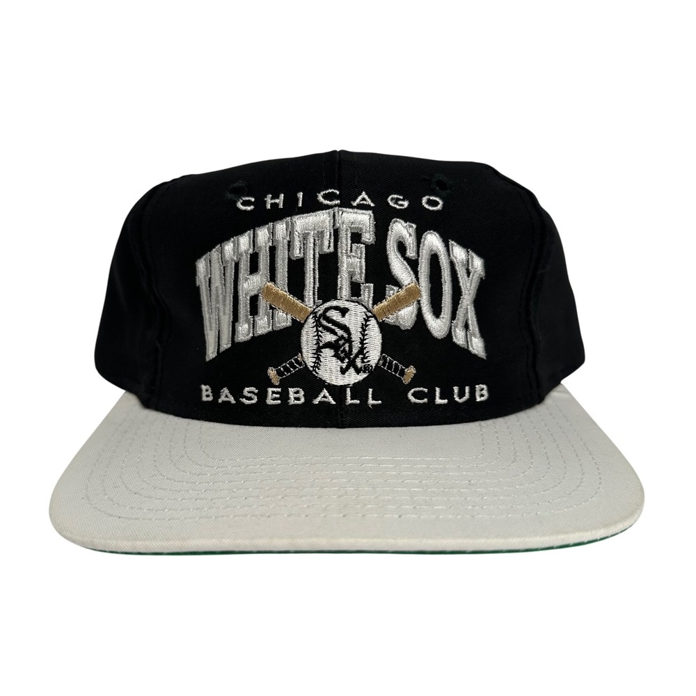 Vintage Eds West Signatures Chicago White Sox Snapback Hat Black White 90s Cap